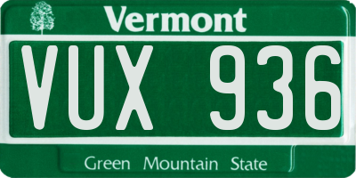 VT license plate VUX936
