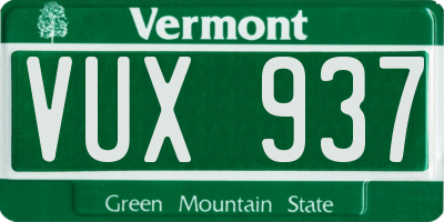VT license plate VUX937