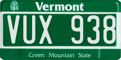 VT license plate VUX938