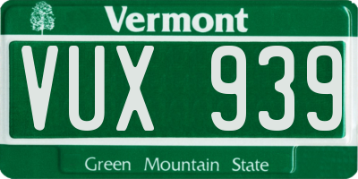 VT license plate VUX939