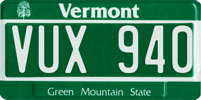 VT license plate VUX940