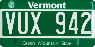 VT license plate VUX942