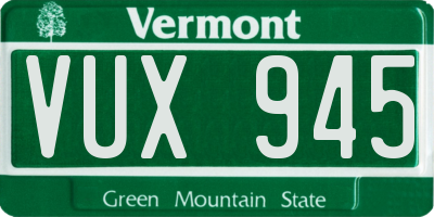 VT license plate VUX945