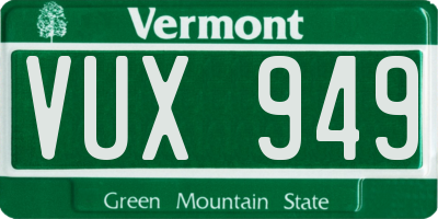 VT license plate VUX949