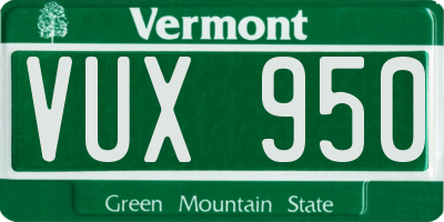 VT license plate VUX950