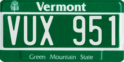 VT license plate VUX951