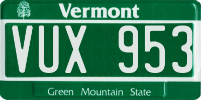 VT license plate VUX953
