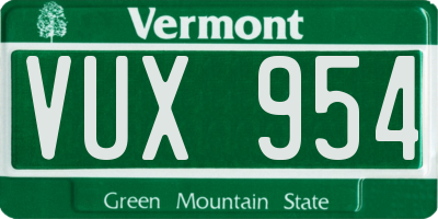 VT license plate VUX954