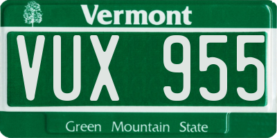 VT license plate VUX955