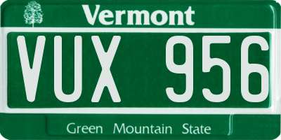 VT license plate VUX956
