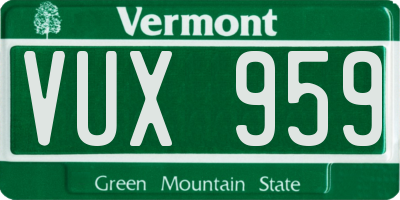 VT license plate VUX959
