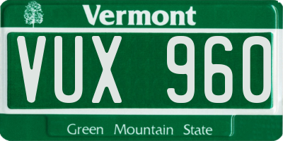 VT license plate VUX960