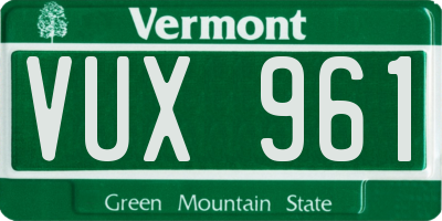 VT license plate VUX961