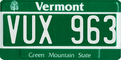 VT license plate VUX963