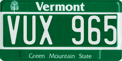 VT license plate VUX965