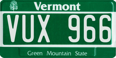 VT license plate VUX966