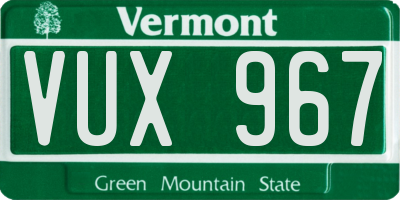 VT license plate VUX967