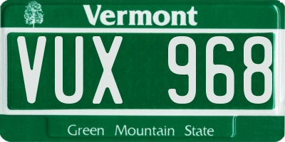 VT license plate VUX968