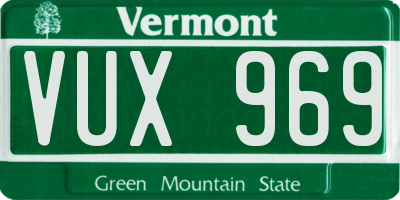 VT license plate VUX969
