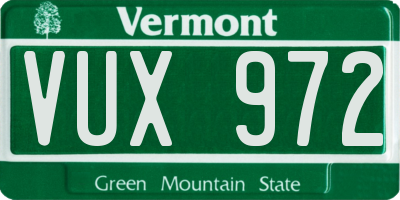 VT license plate VUX972