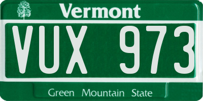 VT license plate VUX973