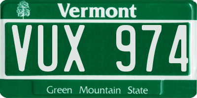 VT license plate VUX974