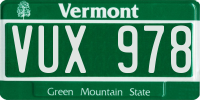 VT license plate VUX978
