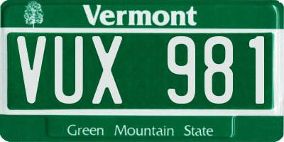 VT license plate VUX981