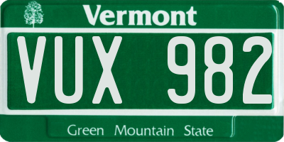 VT license plate VUX982