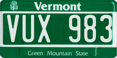 VT license plate VUX983