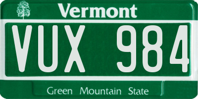 VT license plate VUX984