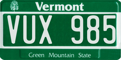 VT license plate VUX985