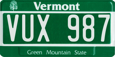 VT license plate VUX987