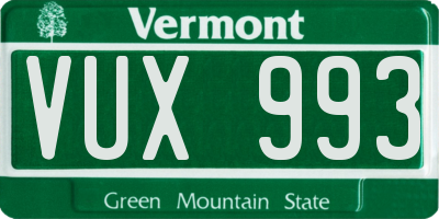 VT license plate VUX993