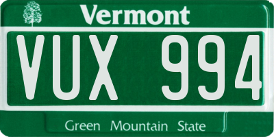 VT license plate VUX994