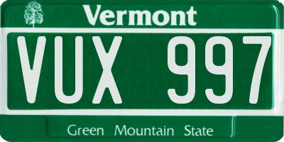 VT license plate VUX997