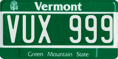 VT license plate VUX999