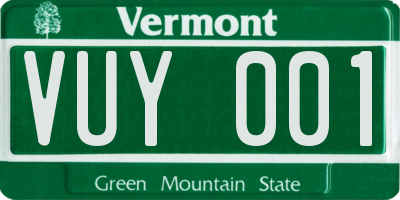 VT license plate VUY001