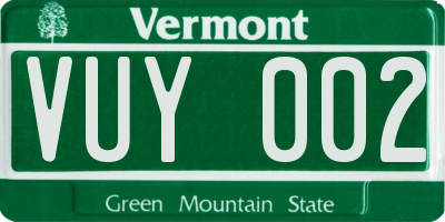 VT license plate VUY002