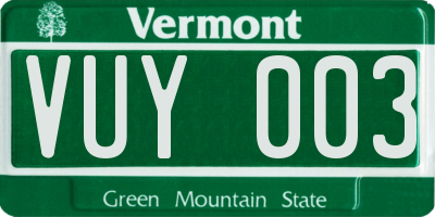 VT license plate VUY003