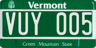 VT license plate VUY005