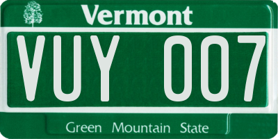 VT license plate VUY007