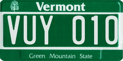 VT license plate VUY010