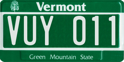 VT license plate VUY011