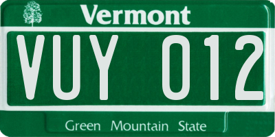 VT license plate VUY012