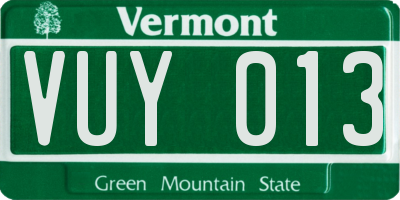 VT license plate VUY013