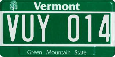 VT license plate VUY014