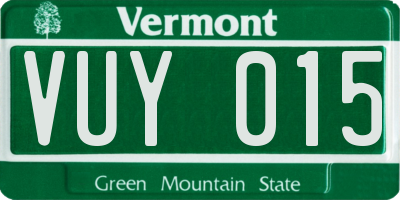 VT license plate VUY015