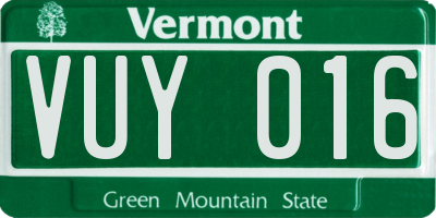 VT license plate VUY016