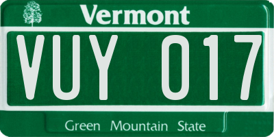 VT license plate VUY017